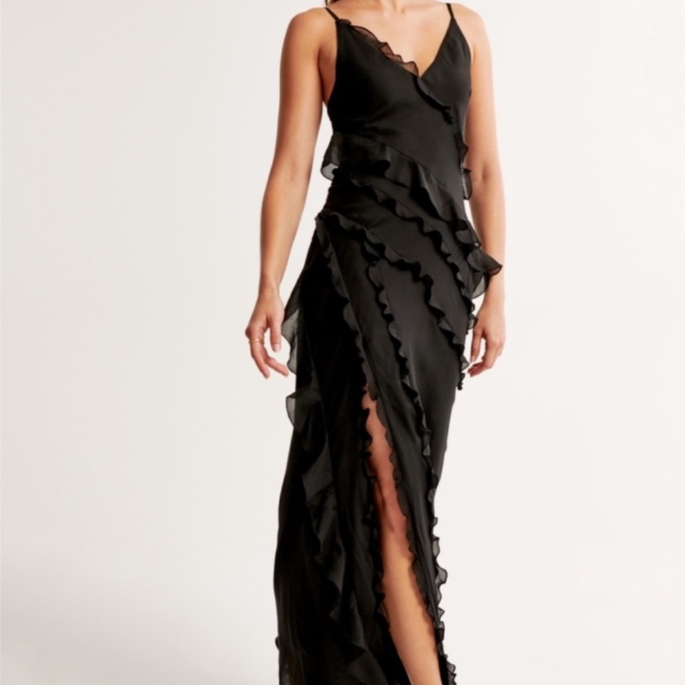 Abercrombie Black Ruffled Evening Dress